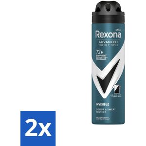 2 x Rexona Men - Deodorant Spray - Advanced Protection Invisible - Langdurige Frisheid - 150 ml - Rexona Man - Antitranspirant - Deodorant - 72 Uur Bescherming - Streepvrij