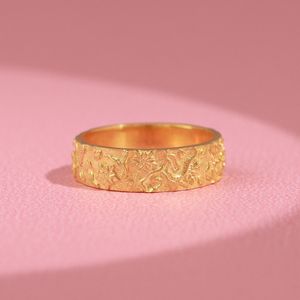 Natuur geïnspireerde sierlijke belofte ring 14K Verguld