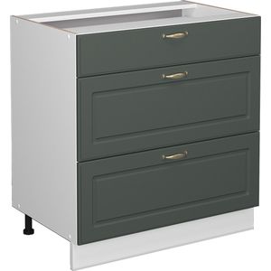 Vicco Fame-Line Keuken Keukenonderkast – 80 cm met 3 laden, WB Marmer Groen-Goud Landhuis met 3 laden, WB Marmer