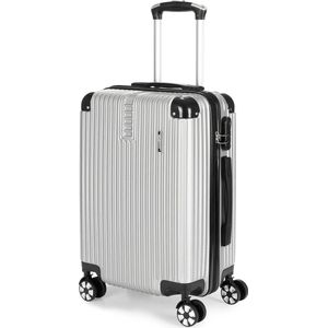 BRUBAKER Handbagage Koffer London - Reiskoffer met Cijferslot, 4 Wielen en Comfortabele Handgrepen - 37 x 56 x 22 cm ABS Trolley - Hardcase Trolley (M - Zilver)