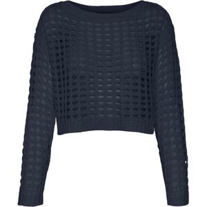 Vero Moda Trui Vmibiza Ls Boatneck Crop Pullover 10302932 Navy Blazer Dames Maat - L