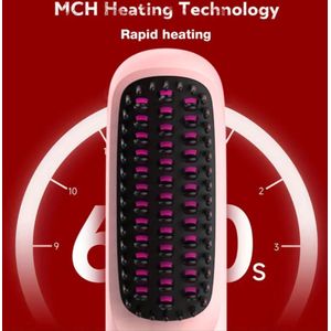 SALE! ROZE Draadloze Haarstijltang Borstel, Draagbare Negatieve Ionen Hete Kam Met USB Oplaadbare Functie, Snelle Verwarming 3 Temperatuurinstellingen Anti-Verbranding, 20 Minuten Automatische Uitschakeling, Voor Reizen Dagelijks Gebruik