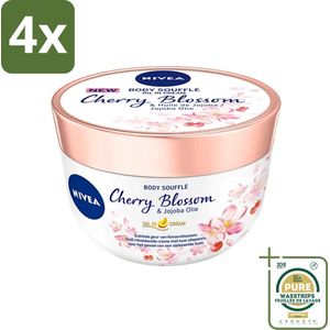 NIVEA - Bodysoufflé - Kersenbloesem & Jojobaolie - Snel Intrekkend - 200 ml - Voordeelverpakking - 4 stuks - Jojoba Olie - Bodycrème