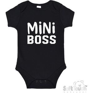 100% Katoenen Romper ""Mini Boss"" Unisex Katoen Zwart/wit Maat 62/68