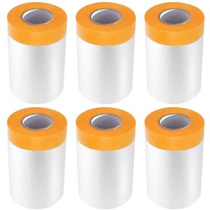 Beschermfolie en schilderstape set - 6 Rollen, Afdekfolie voor Meubels en Muren, Transparant, Zelfklevend, Waterdicht, 20 m x 55 cm