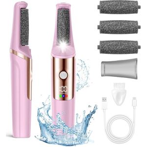 Elektrische eeltverwijderaar voor voeten - Elektrische voetvijl - Professionele eeltverwijderaar - Voetverzorgingsset van 6 stuks - Voetvijl - 3 instelbare snelheden - Voor dode huidcellen, eelt - Eeltverwijderaar voor voeten - Eeltkrabber - Roze