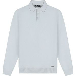 Malelions - Knitted Long Sleeve Polo - Ocean Grey - Polo