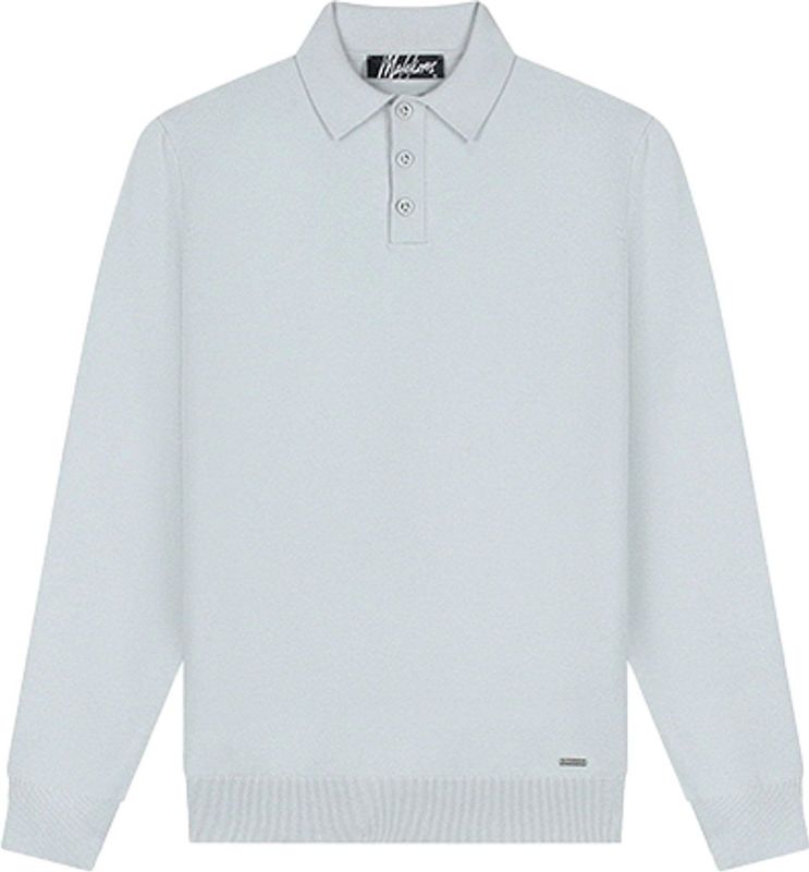 Malelions - Knitted Long Sleeve Polo - Ocean Grey - Polo
