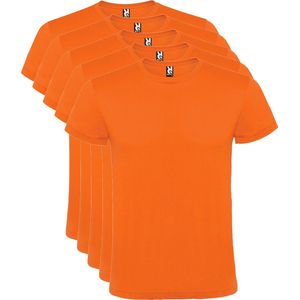 Oranje 5 pack t-shirts Merk Roly Atomic 150 maat L