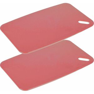 Excellent Houseware Snijplank - 2x - rood - Kunststof - 35 x 24 cm - voor keuken/voedsel