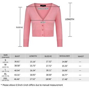 Dames gebreid vest met 3/4 mouwen en knopen - vintage stijl bolero