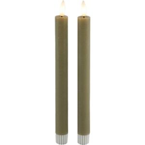 Led dinerkaarsen - Toffee kleur - 25cm - Led kaarsen met bewegende vlam - Kaarsen op batterijen - afstandsbediening - timer