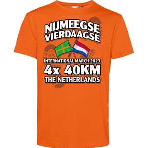 T-shirt Vierdaagse 4x 40 km | Vierdaagse shirt | Wandelvierdaagse Nijmegen | Roze woensdag | Oranje | maat 4XL