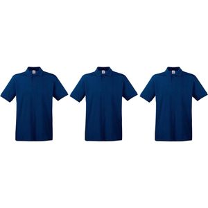 3-Pack Maat 2XL - Donkerblauwe/navy poloshirts premium van katoen voor heren - katoen - 180 grams - polo t-shirts