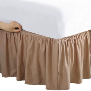 Bed Maker's Wrap-Around Bed Rok Microfiber Collectie Ruched Style Classic 14 Inch Drop Lengte Vol Mokka