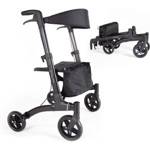 VITILITY Rollator comfort - rollator – Lichtgewicht & Dubbel Opvouwbaar – Voor Binnen & Buiten – Inclusief Tas – Charcoal Black