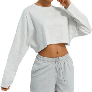 Buikvrij Sportshirt Lange Mouwen Dames - Ademend Yoga en Fitness Top