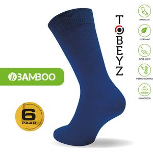 Tobeyz - Hoogwaardig Bamboe sokken - 6 paar Donker Blauw - Bamboe 80% - Maat 43/46 - Voor dames en heren