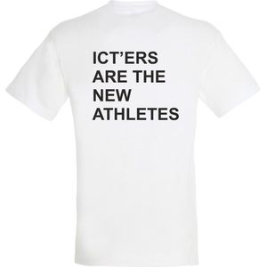 T-shirt ICT'ERS ARE THE NEW ATHLETES| T-shirt heren grappig | grappige cadeaus voor mannen | Wit | maat XS