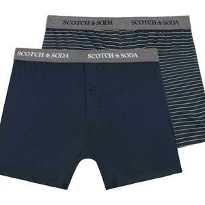 SCOTCH & SODA - Boxershorts - Navy / Grijs Gemêleerd / Wit - 2 Pack