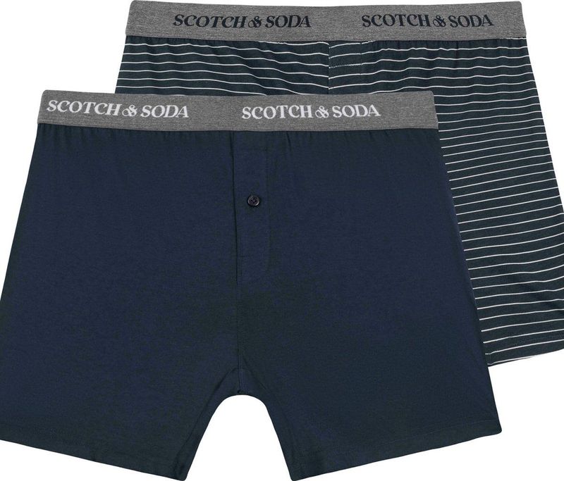 SCOTCH & SODA - Boxershorts - Navy / Grijs Gemêleerd / Wit - 2 Pack