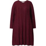 MIAMODA MIAMODA - Dames - Gebreide jurk A-lijn kabelsteek lange mouw - Donker wijnrood - Maat 42+