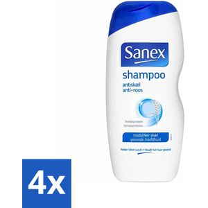 4 x Sanex - Shampoo - Anti-Roos - Tegen Schilfers - 250 ml - Roos Shampoo - Anti Roos Shampoo - Kalmerende Shampoo - Hoofdhuidverzorging - Roos Verhelpen