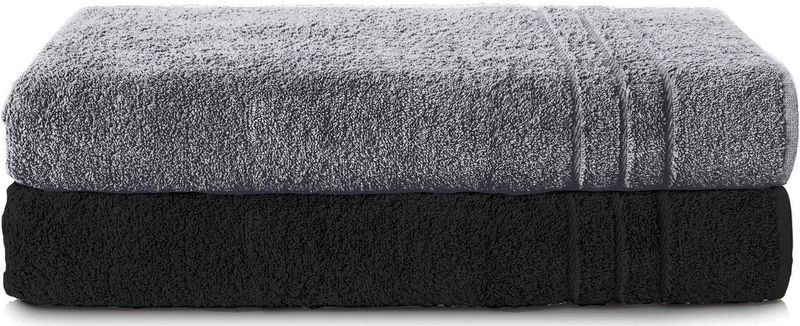 Komfortec - Set van 2 Handdoeken - Antraciet - XXL Saunahanddoeken - 80x200 cm - 100% Katoen - Sneldrogend