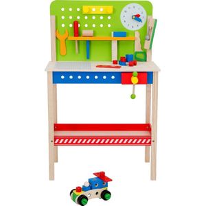 Mini Matters werkbank - Kinderspeelgoed houten klustafel - Speelgoedwerkbank inclusief 6 stuks gereedschap - 86 cm