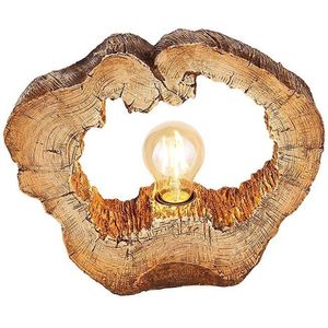 Vinzenz Tafellamp hout acryl boomstam effect bruin - Landelijk - Globo