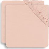 Jollein - Baby Hoeslaken Ledikant (Pale Pink) - Katoen - 2 Stuks - 60x120cm