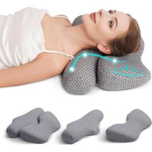 Alles-in-1 Memory Foam Cervicaal Nekkussen voor Pijnverlichting - Orthopedisch Rolkussen voor Nek Schouder Lumbale Knie Been Rugsteun - Tractieapparaat thuis en buiten
