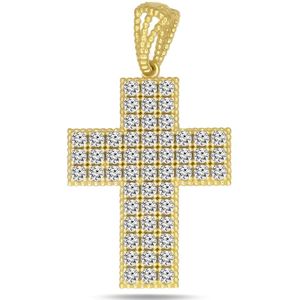 Juwelier Zwartevalk 14 karaat gouden kruis hanger met zirkonia - 14.294/20x15
