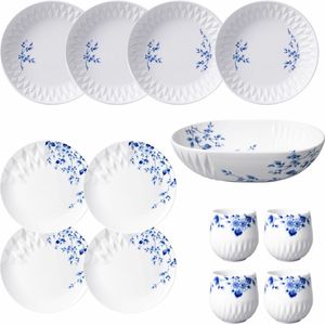 Heinen Delfts Blauw | Blauw Vouw Italiaanse avond | 4-delig | 4 pers.