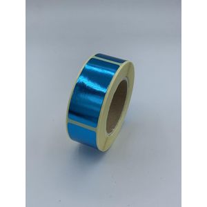 Licht Blauwe Sluitsticker - 250 Stuks - rechthoek 21x48mm - hoogglans - metallic - sluitzegel - sluitetiket - chique inpakken - cadeau - gift - trouwkaart - geboortekaart - kerst