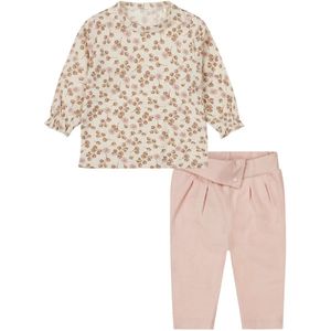 Dirkje - Basic Collection - BIO COTTON - Broek Light Dusty Pink - Shirt gebloemd - Maat 50