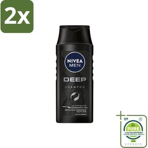 NIVEA MEN - Shampoo - Deep - 250 ml - Voordeelverpakking - 2 stuks - Diepe reiniging haar - Frisheid haar