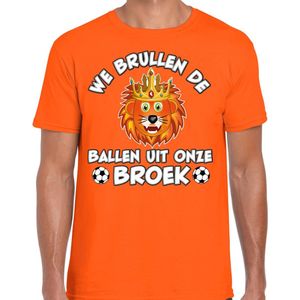 Bellatio Decorations Verkleed T-shirt voor heren - ballen - oranje - EK/WK voetbal supporter L