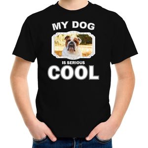 Britse bulldog honden t-shirt my dog is serious cool zwart - kinderen - Britse bulldogs liefhebber cadeau shirt - kinderkleding / kleding 134/140