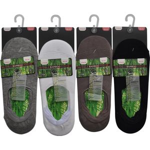 Dames invisible sneakersokken - 4 paar footie BAMBOO SOKKEN - maat 36/41 - NAADLOOS, met strechtband en anti-slip achteraan