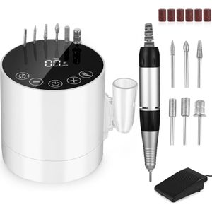Elektrische Nagelvijl - Nagelfrees 35000 RPM - met Lcd-display en 6 Slijpbits - Manicure en Pedicure Set - Nagelpolijstmachine - Nagelfrees - Touchscreen-knoppen - Voetpedaal - Elektrische Nagelfrees voor Gelnagels - Eeltverwijderaar - Kalknagels