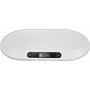 MS® - Babyweegschaal - Digitaal weegschaal - Dierenweegschaal - Tot 20 kg - Op batterijen - Wit - LxBxH: 55 cm x 32 cm x 3 cm
