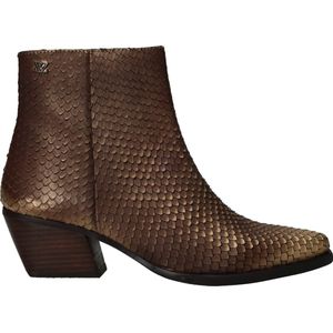 Lazamani - Phoebe Dames Enkellaarsjes Leer Gold/Brown - Maat 36