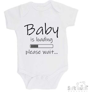 100% katoenen Romper ""Baby is loading please wait..."" Unisex Katoen Wit/zwart Maat 56/62