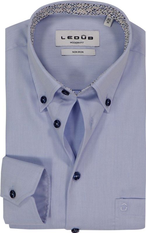 Ledub - Modern Fit - Overhemd - Lichtblauw - Strijkvrij