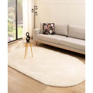 Ovaal hoogpolig vloerkleed velvet - Posh wit 280x380 cm