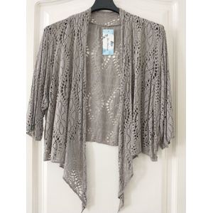 Dames vest Resa effen taupe bolero model XL/XXL curvy mode