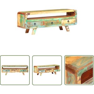 The Living Store TV Kast Vintage - 117 x 30 x 41 cm - Gerecycled hout - Uniek design