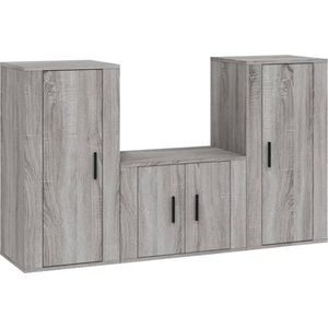 VidaXL 3-delige TV-meubelset - Bewerkt Hout - Grijs Sonoma Eikenkleurig