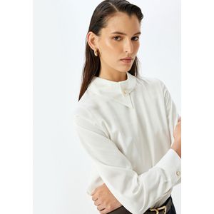 Lange mouw Asymmetrische kraag Langarmbluse